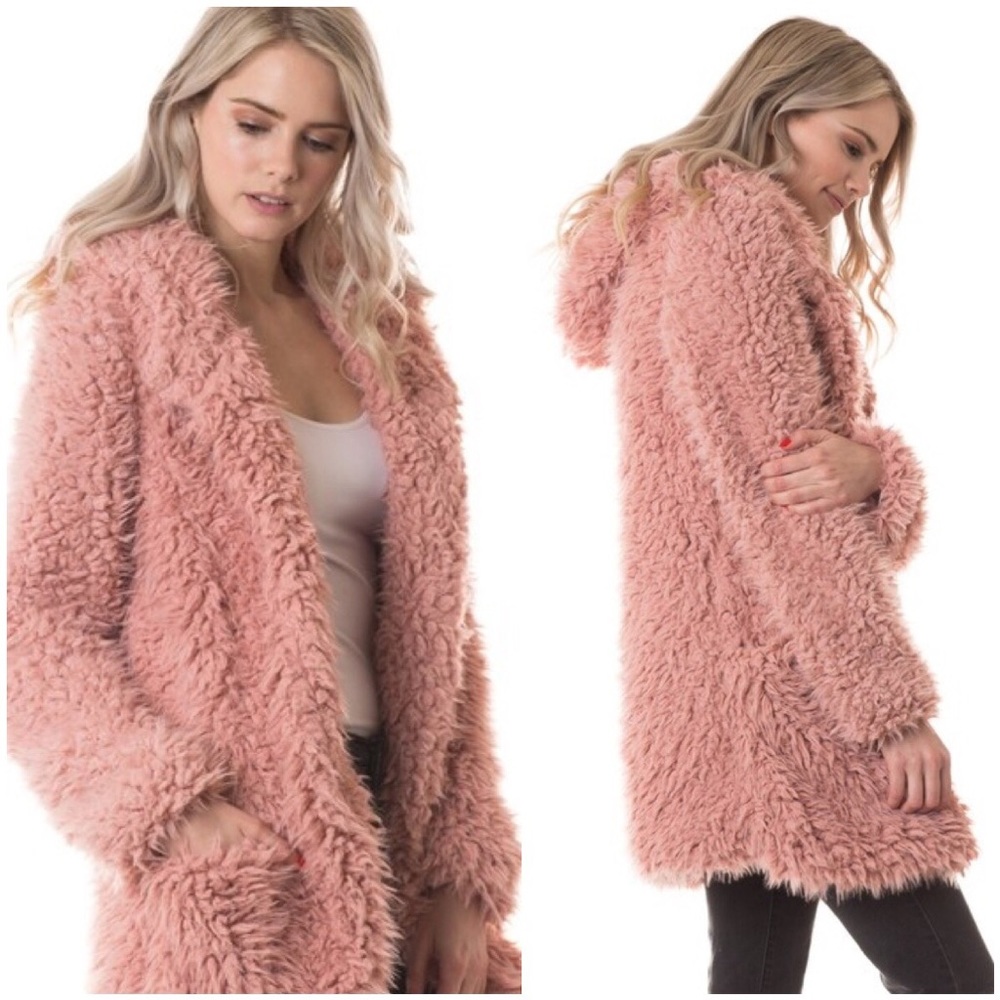 🆕Ryleigh | Shaggy Teddy Bear Coat in Mauve